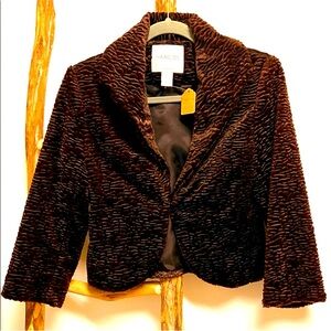 Harold's Vintage Dark Brown Faux Persian Lamb Cropped Bolero Shrug Jacket XS